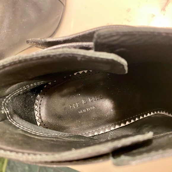 rag and bone Harrow leather ankle boots black heel size 38.5 US 8.5 - Picture 8 of 8